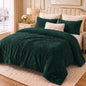 CozyLux Fleece Queen Comforter Set, 3 Piece Winter Warm Black Bedding