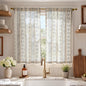 jinchan Linen Striped Tier Curtains for Kitchen Windows Green 26 x 24 inch