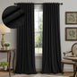 100% Blackout Curtains 84 Inch Length 2 Panels Set Neutral Boho Linen Farmhouse for Bedroom Windows Living Room Darkening Thermal Insulated Drapes Natural Cream Ivory 7ft Long Back Tab Pleated Pocket