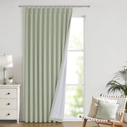 Vision Home Natural Pinch Pleated Full Blackout Curtains Linen Blended Room Darkening Window Curtains 95 inch for Living Room Bedroom Thermal Insulated Pinch Pleat Drapes with Hooks 2 Panel 40"Wx95"L