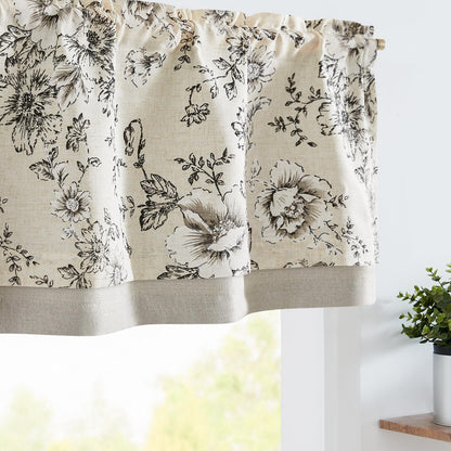 jinchan Linen Valance Curtain Farmhouse 16 Inch 1 Panel Blue on Beige
