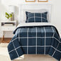 Amazon Basics Full/Queen Comforter Set with Sheets, 7-Piece Blue Stripe Bedding, Lightweight Microfiber Bed-in-a-Bag, Striped