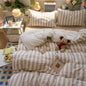 LifeTB Queen Comforter Set Fluffy Plaid Checkered Pattern Modern Style Geometric Comforter with 2 Pillow Shams Grid Plaid Bedding Comforter for Boys Men All Season Queen Size Bed Comforter Set
