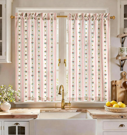 Miss Adola 36 Inch Length Kitchen Tier Curtains Pumpkin Leaf Cafe Curtains
