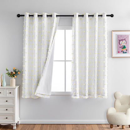 MYSKY HOME Kids Blackout Curtains for Boys Bedroom 84 Inch Long 100% Light Blocking Cute Curtains for Playing Room 2 Panels Grommet Nursery Drapes with Rainbow Pom Pom Sheer 2 Layered 50W x 84L