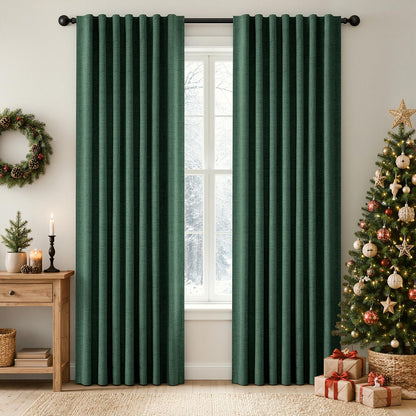 MIULEE 100% Blackout Linen Curtains for Bedroom 42 x 84 Inch Ivory 2 Panels