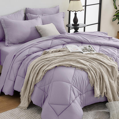 HEVUMYI 7-Piece Full Comforter Set, Dark Grey Bed in a Bag