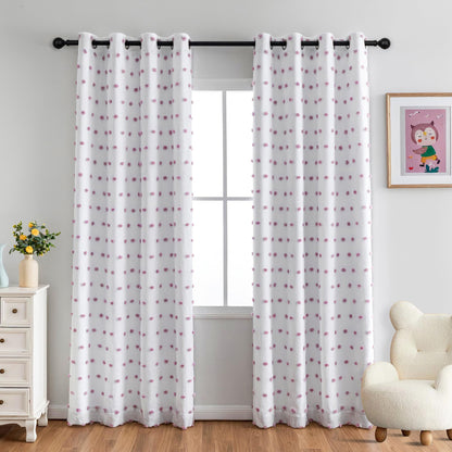 MYSKY HOME Kids Blackout Curtains for Boys Bedroom 84 Inch Long 100% Light Blocking Cute Curtains for Playing Room 2 Panels Grommet Nursery Drapes with Rainbow Pom Pom Sheer 2 Layered 50W x 84L