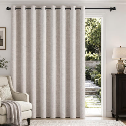 MIULEE 100% Blackout Linen Curtains for Bedroom 52x84 Inches Natural Beige