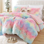 Smoofy Fluffy Queen Comforter Set, Faux Fur Pink Comforter Set 3 Pcs