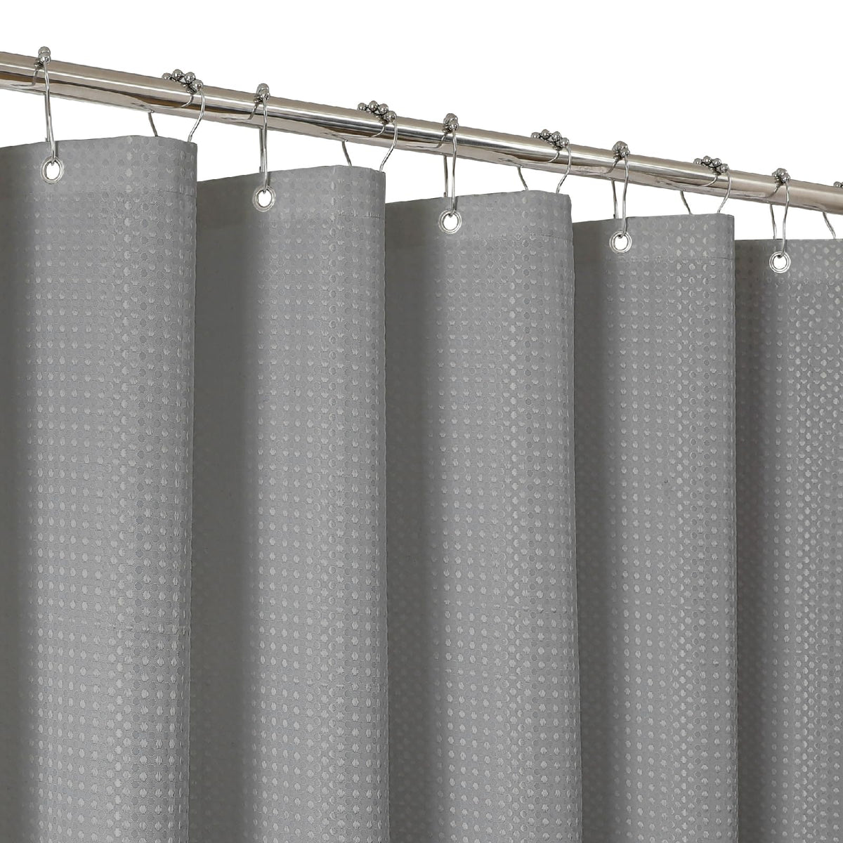 2-in-1 Waterproof Fabric Shower Curtain - No Separate Liner Needed, Hotel-Style Waffle Weave, Effortless Cleaning & Washable Bathroom Shower Curtain Set,72Wx72H,White
