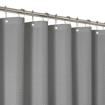 2-in-1 Waterproof Fabric Shower Curtain - No Separate Liner Needed, Hotel-Style Waffle Weave, Effortless Cleaning & Washable Bathroom Shower Curtain Set,72Wx72H,White