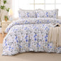 MUXHOMO Queen Comforter Set, 7-Piece Floral Bed in a Bag, Sage Green