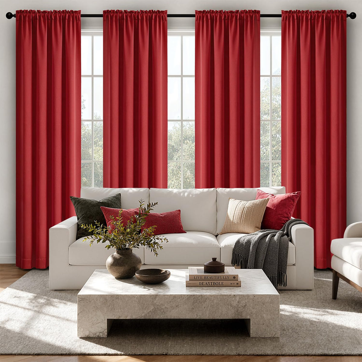MIULEE Black Blackout Curtains 63 Inch Length for Bedroom Set of 4 Panels