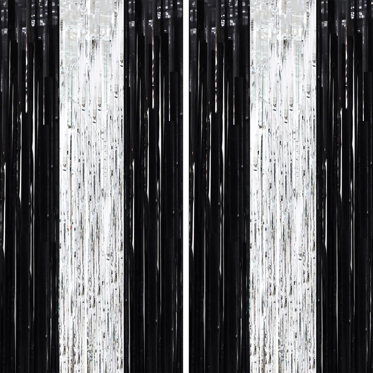 Voircoloria Laser Pink Foil Fringe Backdrop Curtains,3.3x6.6ft, 2 Pack