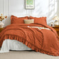 JOLLYVOGUE White Comforters Queen Size, 3 Pieces Ruffle Seersucker Queen Comforter Set for All Season, Lightweight Soft Shabby Chic Bedding Sets for Women（1 Comforter, 2 Pillowshams）