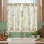 jinchan Floral Linen Kitchen Tier Curtains, 24 Inch, 2 Panels, Green