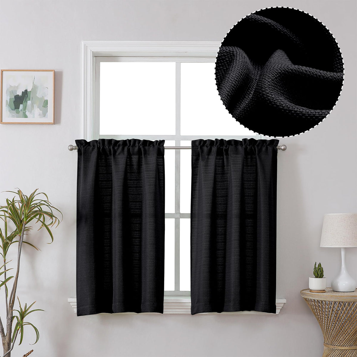 Chyhomenyc 2 Panels White Kitchen Curtains 36 Inch Length Tier Curtain