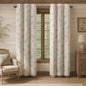 Boho Floral 100% Blackout Curtains 84 Inch 2 Panels Linen Texture