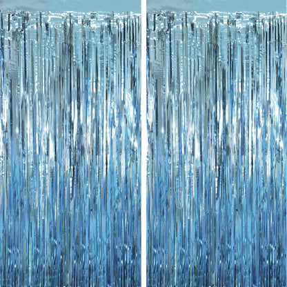 Voircoloria Laser Pink Foil Fringe Backdrop Curtains,3.3x6.6ft, 2 Pack