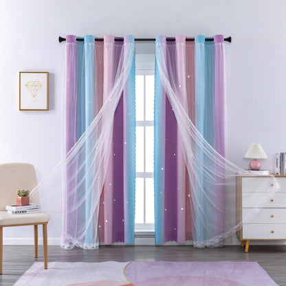 XiDi Curtains for Girls Bedroom Decor, Rainbow Blackout Curtains for Kids/Little Girl Room Decor, Unicorn Wall Decals,Pink Purple Green,63 x 34 inches,1 Panel