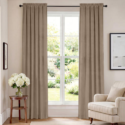 Lazzzy Blackout Curtains Thermal Insulated Curtains Room Window Drapes Super Soft Luxury Curtains for Living Room Bedroom Rod Pocket 2 Panels, 96 Inch Lined | Beige