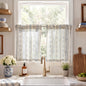 jinchan Linen Striped Tier Curtains for Kitchen Windows Green 26 x 24 inch