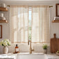 jinchan Linen Striped Tier Curtains for Kitchen Windows Green 26 x 24 inch