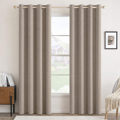 MIULEE 100% Blackout Linen Curtains for Bedroom 52x90 Inches Natural Beige