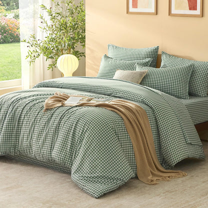 Litanika Full Size Comforter Sets 7 Pieces Cornflower Blue Gingham