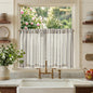 jinchan Linen Striped Tier Curtains for Kitchen Windows Green 26 x 24 inch