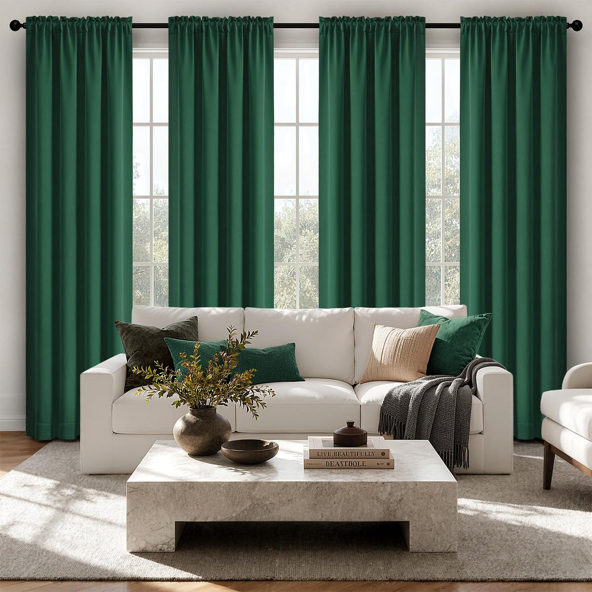 MIULEE Black Blackout Curtains 63 Inch Length for Bedroom Set of 4 Panels