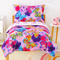 Mooreeke Toddler Bedding Sets for Girls,4 Pieces Blue Ocean Animals Printed