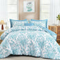 WONGS BEDDING 8 Pieces Queen Size Comforter Set Green, Sage Green Floral Bed in a Bag Comforter Sets, Soft Reversible Botanical Flowers Bedding Sets for All Season (90"x90")