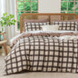 Comforter Queen Set Grid Black 100% Soft Washed Microfiber Jacquard 3 Pieces Grid Bedding Sets Grey White Comforter Queen for All Seasons and 2 Pillowcases Comfort Breathable