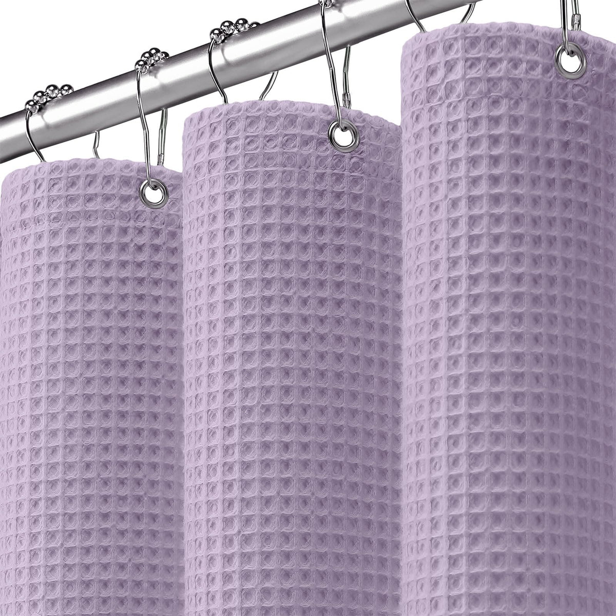 White Waffle Weave Shower Curtain 258GSM Heavyweight Cotton Fabric 72Wx72L
