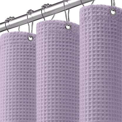 White Waffle Weave Shower Curtain 258GSM Heavyweight Cotton Fabric 72Wx72L