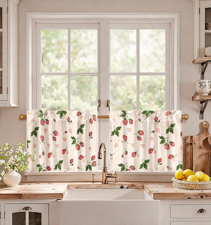 Miss Adola 36 Inch Length Kitchen Tier Curtains Pumpkin Leaf Cafe Curtains