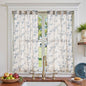 jinchan Floral Linen Kitchen Tier Curtains, 24 Inch, 2 Panels, Green