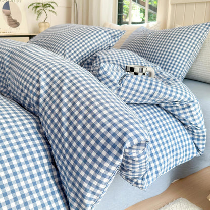 LifeTB Queen Comforter Set Fluffy Plaid Checkered Pattern Modern Style Geometric Comforter with 2 Pillow Shams Grid Plaid Bedding Comforter for Boys Men All Season Queen Size Bed Comforter Set