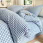 LifeTB Queen Comforter Set Fluffy Plaid Checkered Pattern Modern Style Geometric Comforter with 2 Pillow Shams Grid Plaid Bedding Comforter for Boys Men All Season Queen Size Bed Comforter Set
