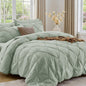 Sasttie Full Size Comforter Set, 7-Piece Bed in a Bag Double, Pintuck Bedding Set for All Season, Includes Comforter, Flat Sheet, Fitted Sheet, Pillowcases and Pillowshams, Beige