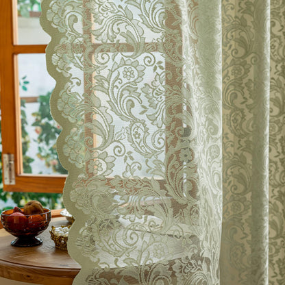 ALIGOGO Short White Lace Kitchen Curtains 36 Length 2 Panels W26 x L36 Inch