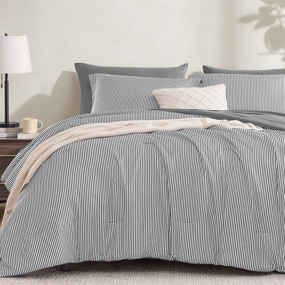 Monbix Queen Comforter Set - 7 Pieces Soft Bed in a Bag Queen Bedding Sets