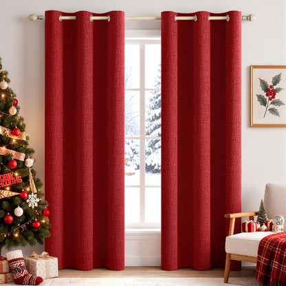 MIULEE 100% Blackout Linen Curtains for Bedroom 52x84 Inches Natural Beige