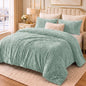 CozyLux Fleece Queen Comforter Set, 3 Piece Winter Warm Black Bedding