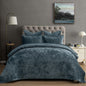 PHF Diamond Pattern Luxury Velvet Quilt Set Queen Size, Sand