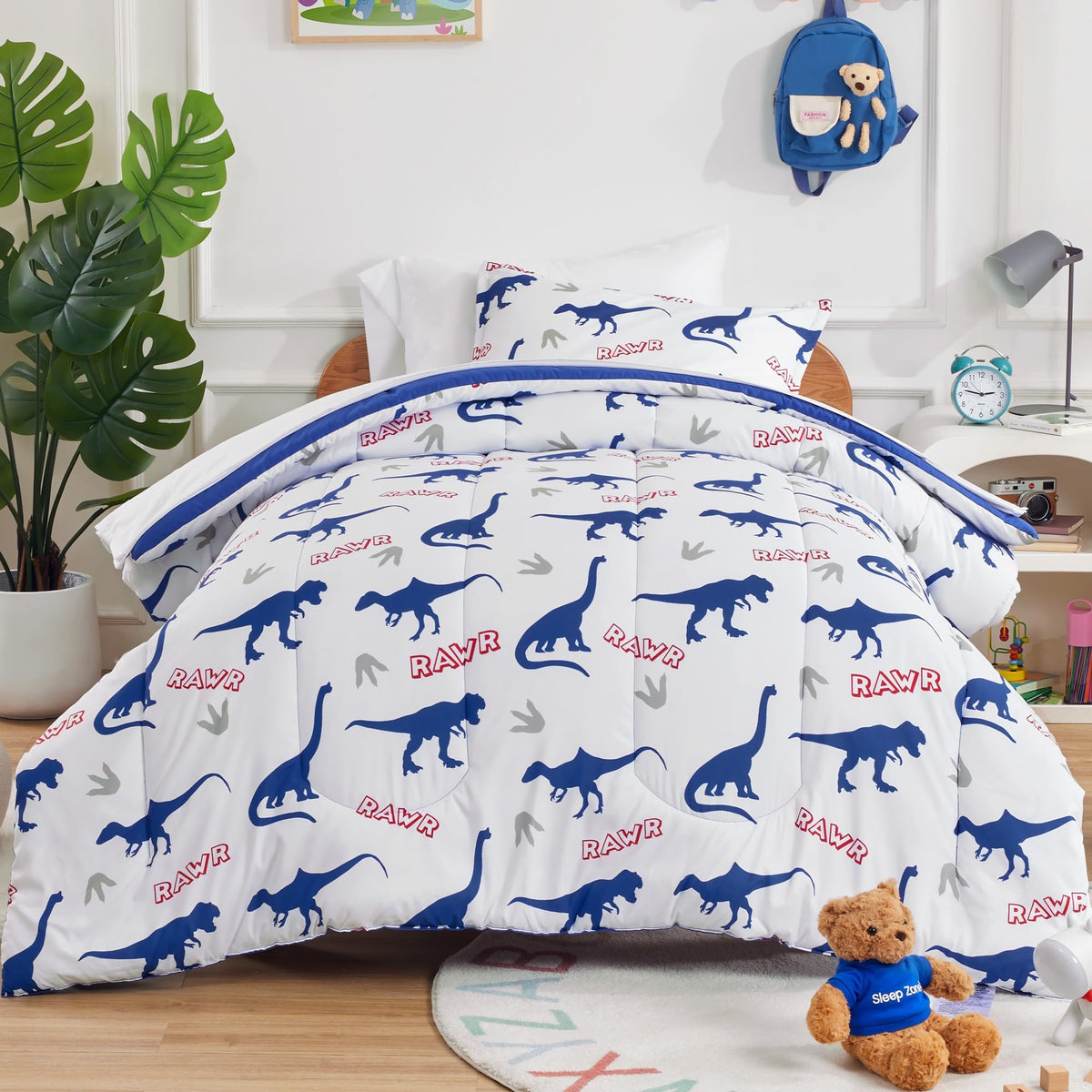 SLEEP ZONE Comforter Set Bed in A Bag, 7 Pieces Girls, Cattoon Pattern for Kids, Toddlers, Teens, Ultra Soft and Washable (Garden Secret,Full/Queen)