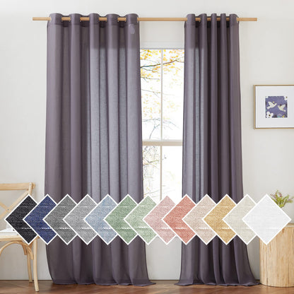 NICETOWN Semi Sheer Linen Ivory Curtains for Bedroom, W52xL84, 2 Panels