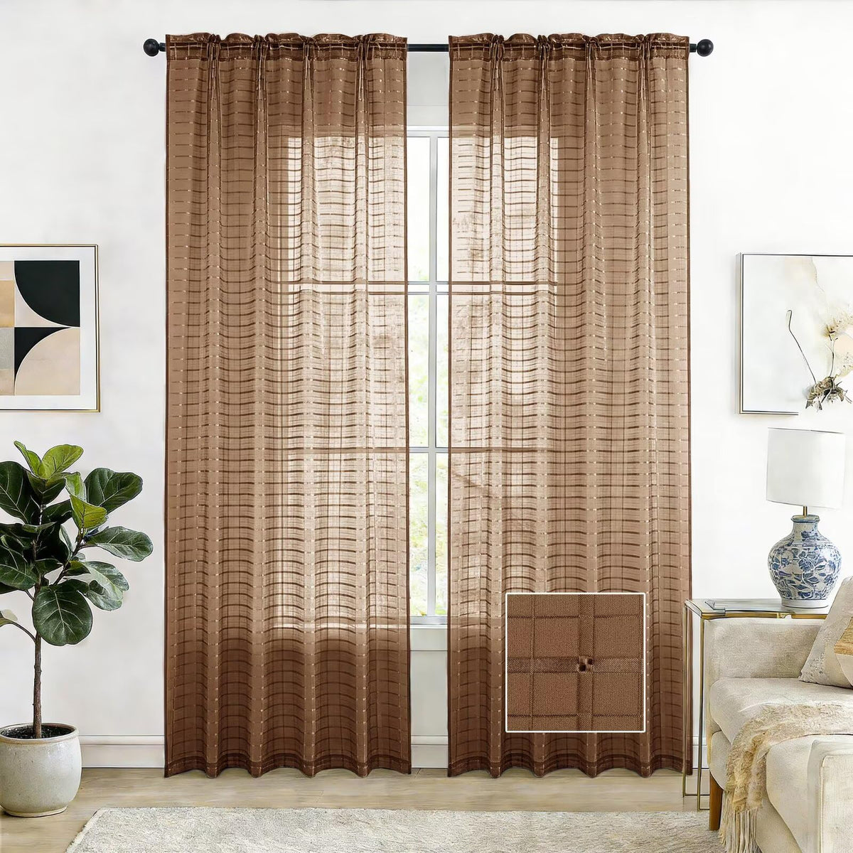 SpaceDresser Sheer Voile Curtains for Living Room 84 Inch Long 2 Panels